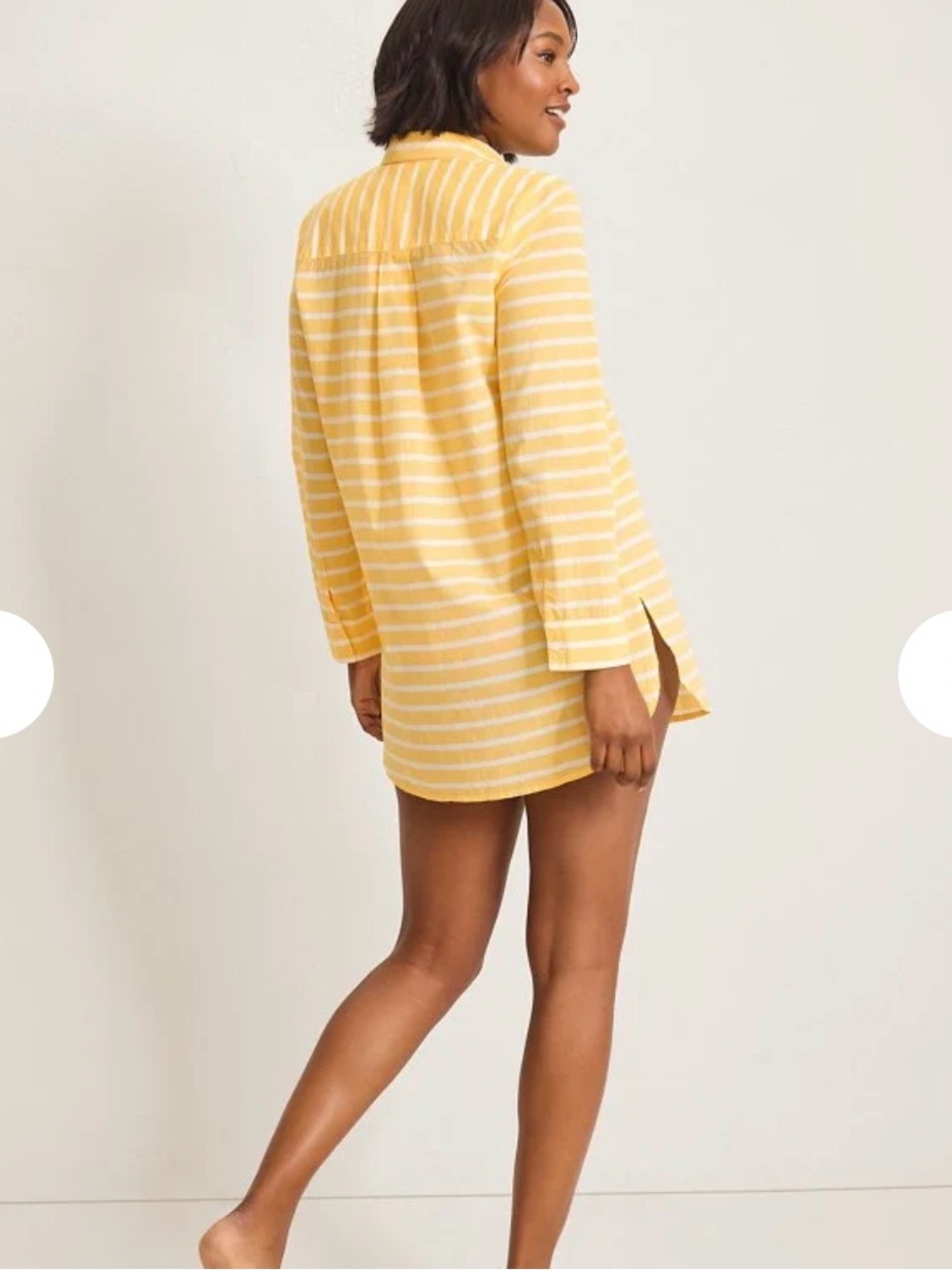 Tommy Bahama Coastline Stripe Boyfriend Shirt Cover Up XS Daffodil Daze - Picture 3 of 5